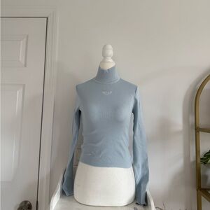 Harajuku Light Blue Ribbed Turtleneck Angel Sweater